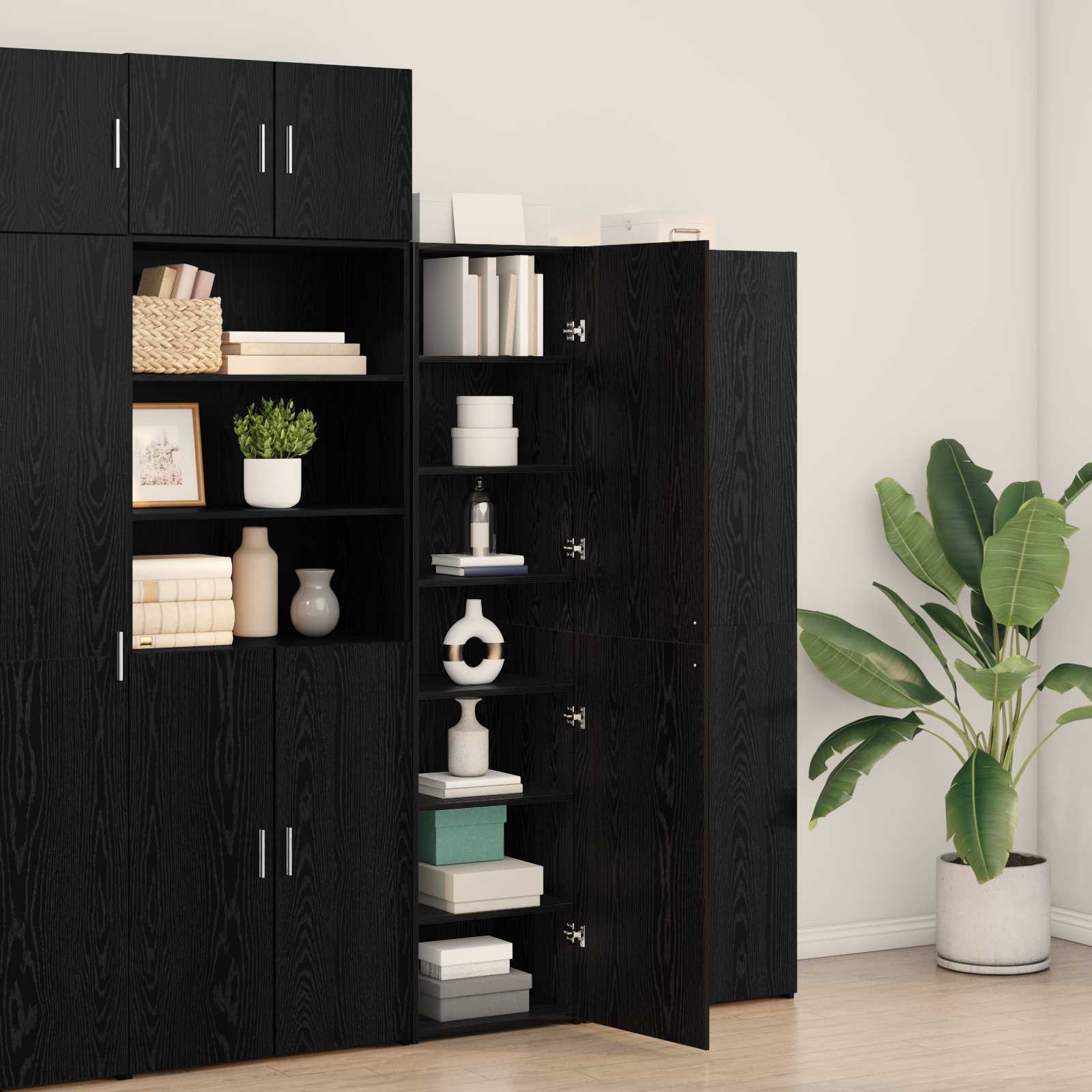 vidaXL Highboard Czarny Dąb 45 x 42,5 x 185 cm