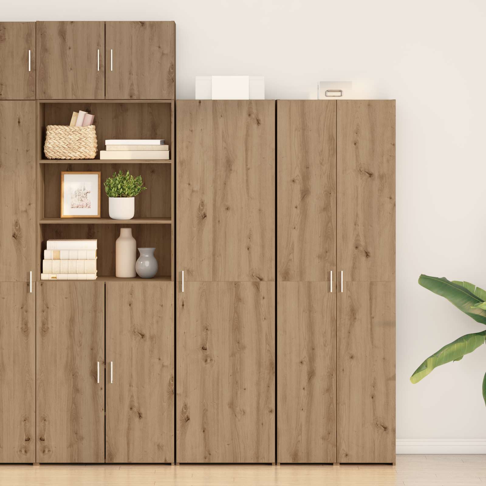 vidaXL Highboard 2 pcs Dąb rzemieślniczy 50 x 42,5 x 185 cm