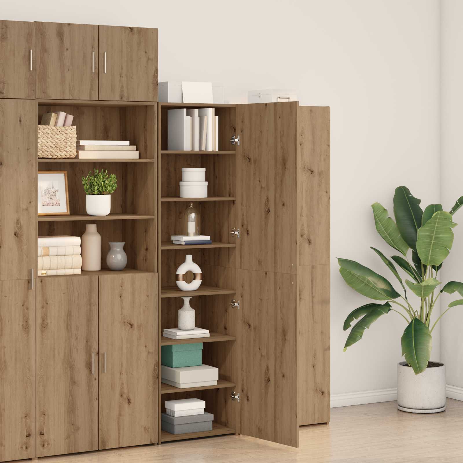 vidaXL Highboard 2 pcs Dąb rzemieślniczy 50 x 42,5 x 185 cm