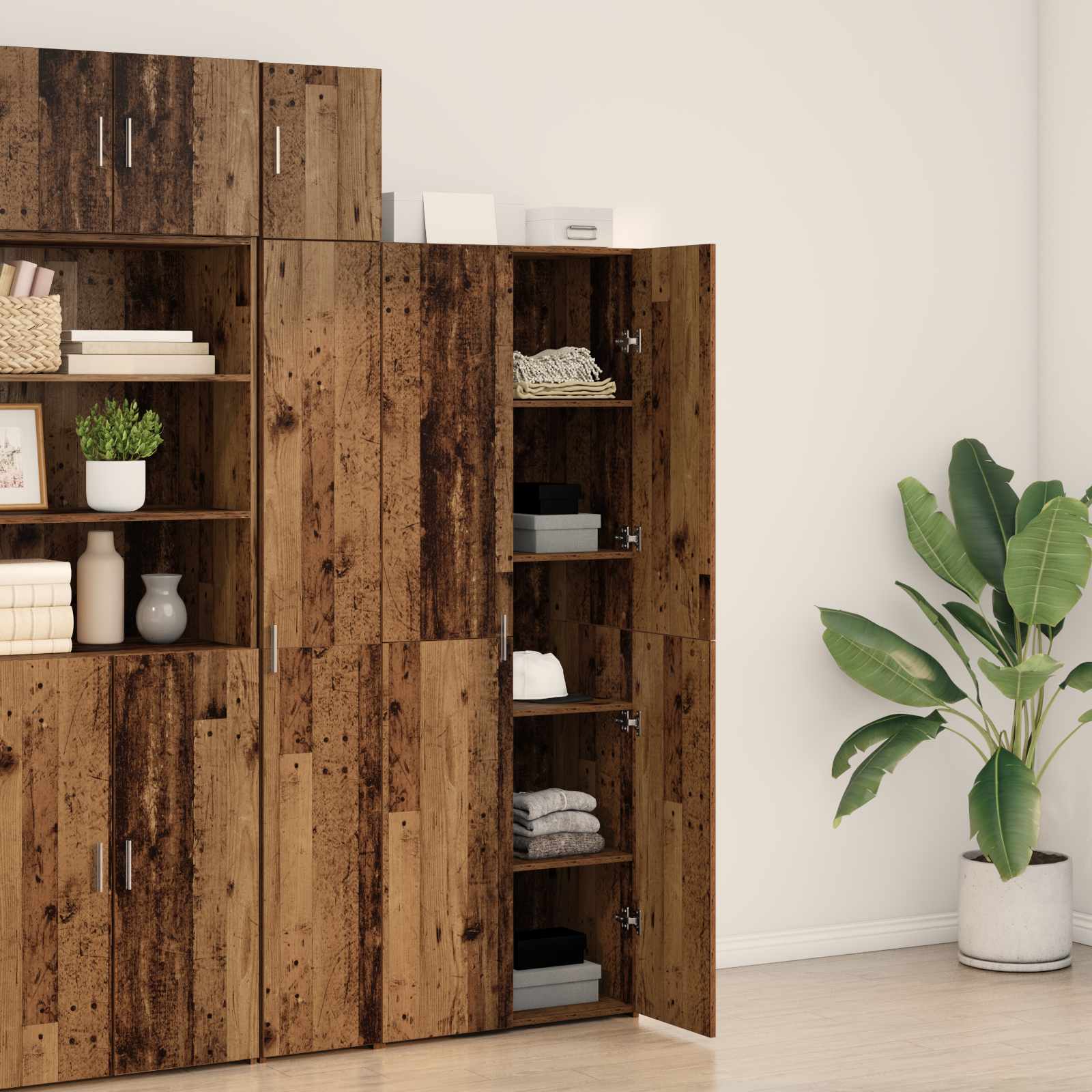 vidaXL Highboard 2 pcs Stare drewno 70 x 42,5 x 185 cm