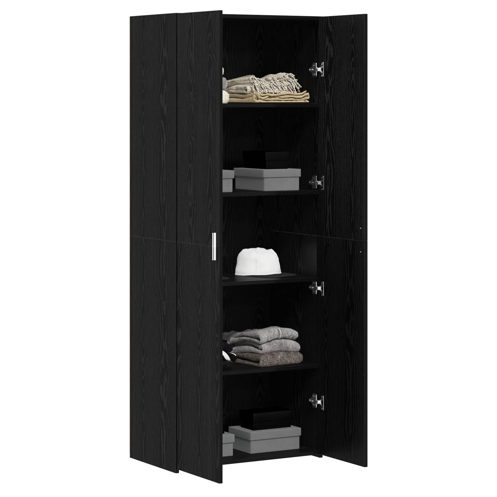 vidaXL Highboard 2 pcs Czarny Dąb 70 x 42,5 x 185 cm