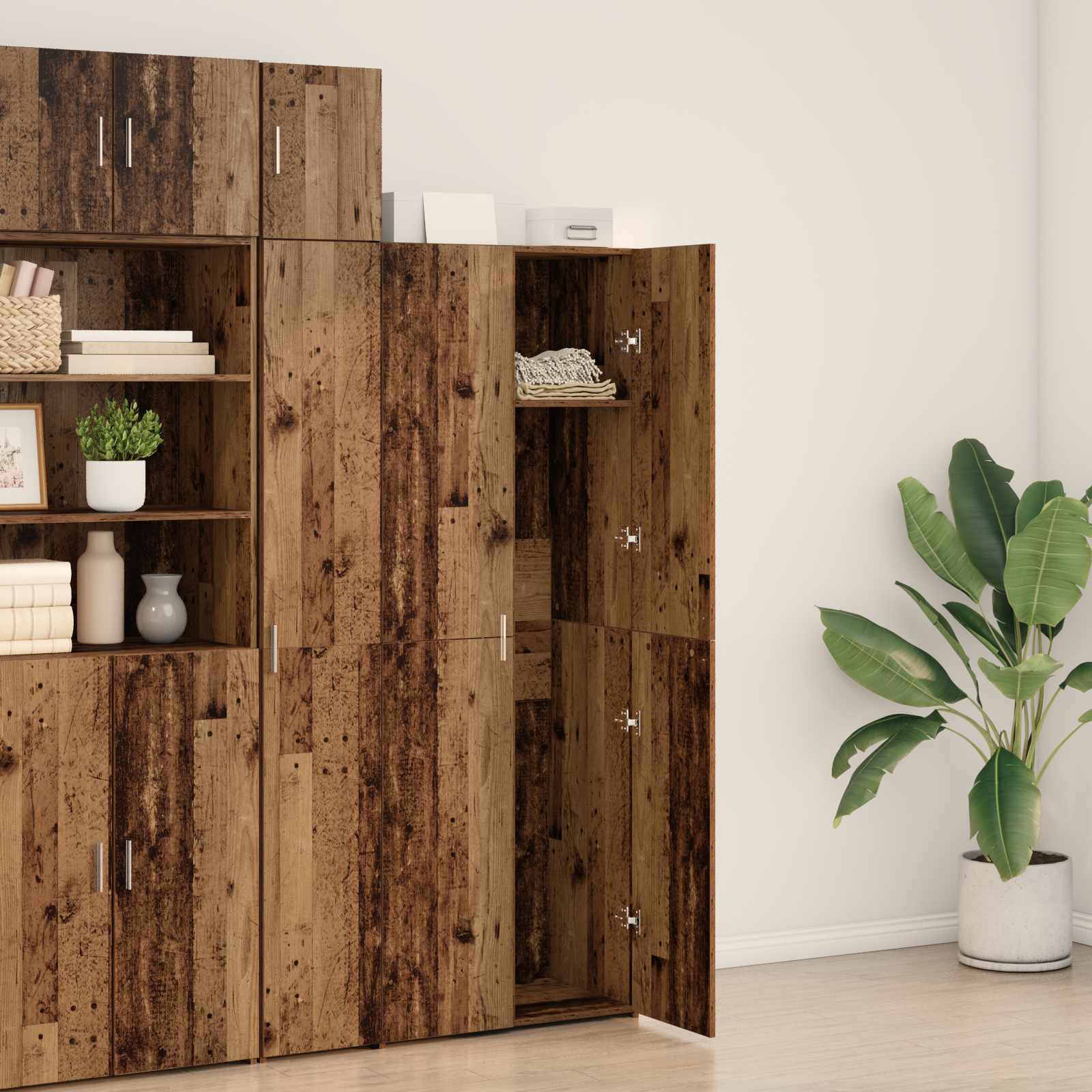 vidaXL Highboard 2 pcs Stare drewno 70 x 42,5 x 185 cm