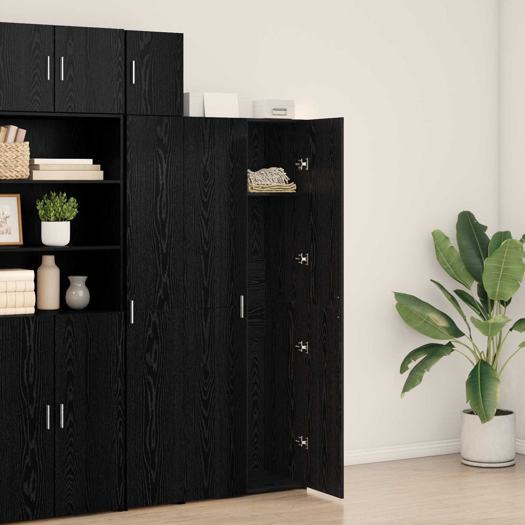 vidaXL Highboard 2 pcs Czarny Dąb 70 x 42,5 x 185 cm