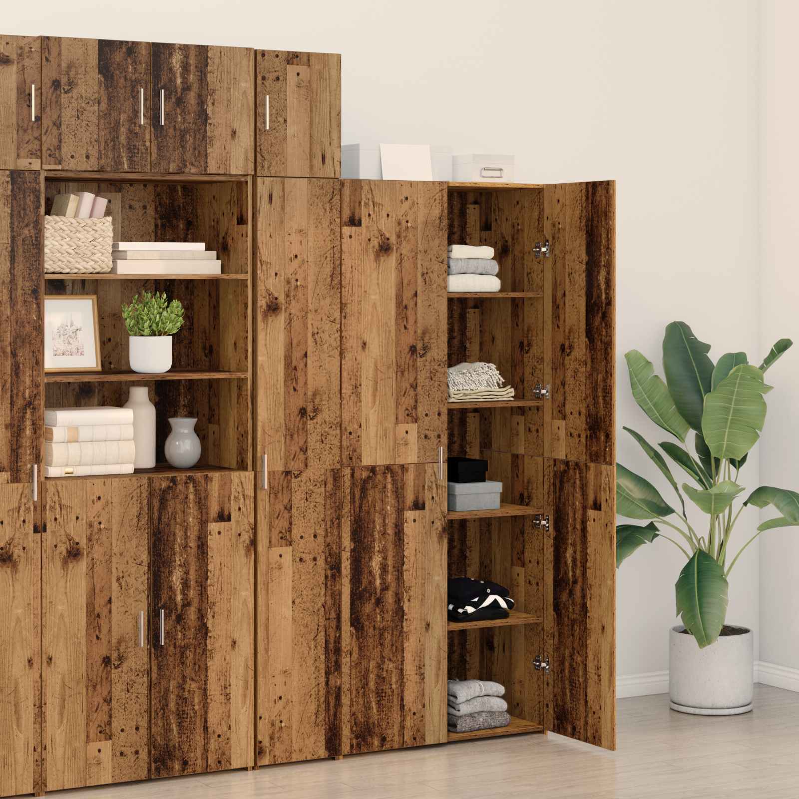 vidaXL Highboard 2 pcs Stare drewno 80 x 42 x 185 cm