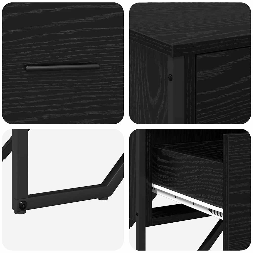 vidaXL Komoda z szufladami 2 pcs Czarny Dąb 91 x 35,5 x 74,5 cm