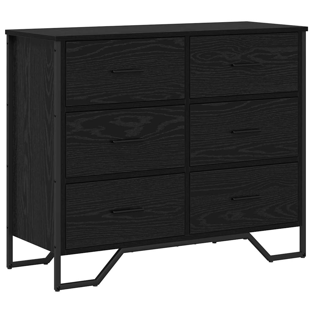vidaXL Komoda z szufladami 2 pcs Czarny Dąb 91 x 35,5 x 74,5 cm