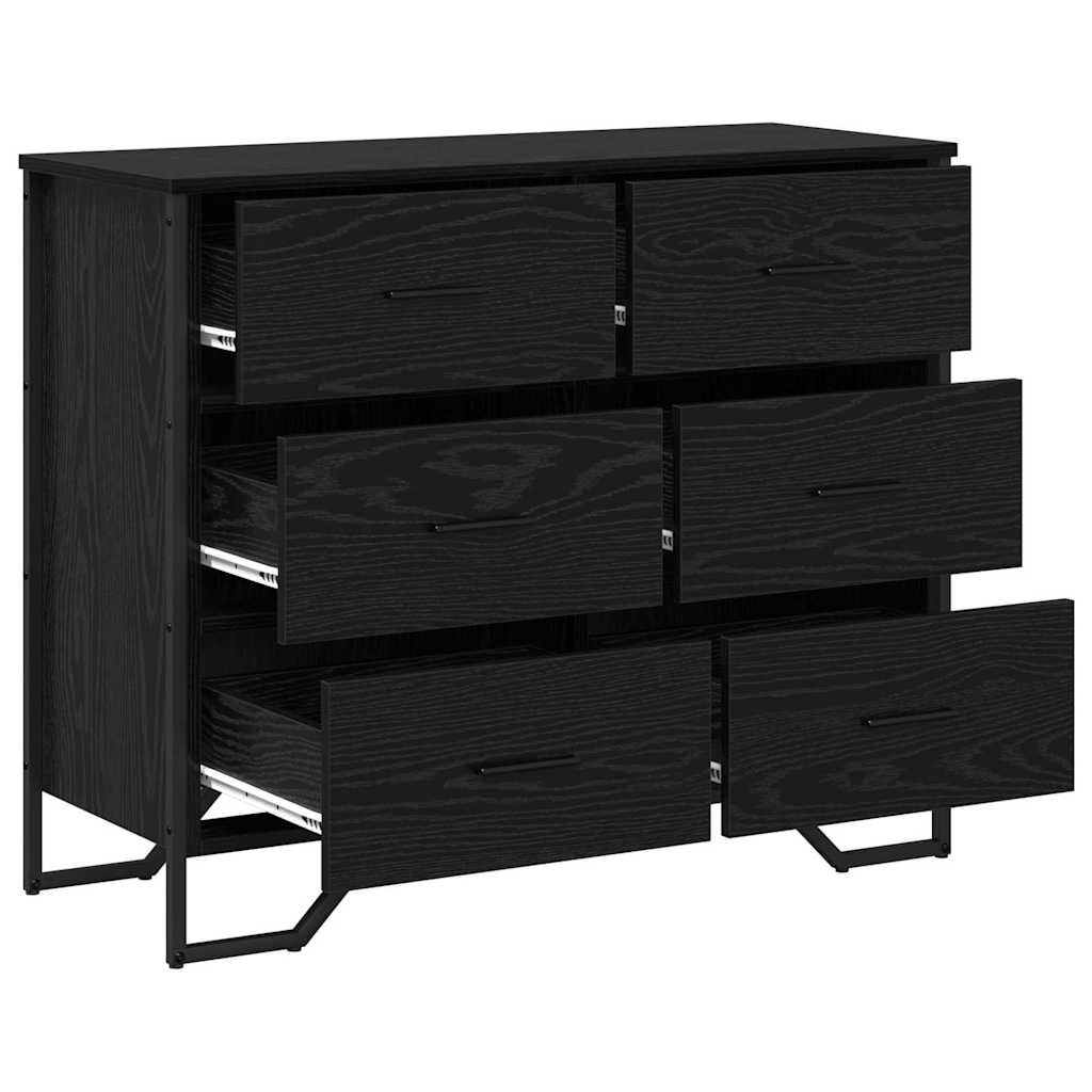 vidaXL Komoda z szufladami 2 pcs Czarny Dąb 91 x 35,5 x 74,5 cm