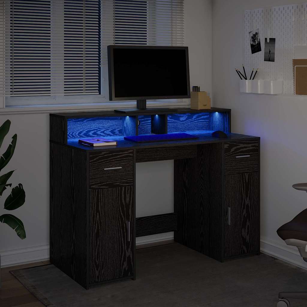 vidaXL Biurko Czarny dąb 120 x 55 x 91 cm Materiał drewnopochodny