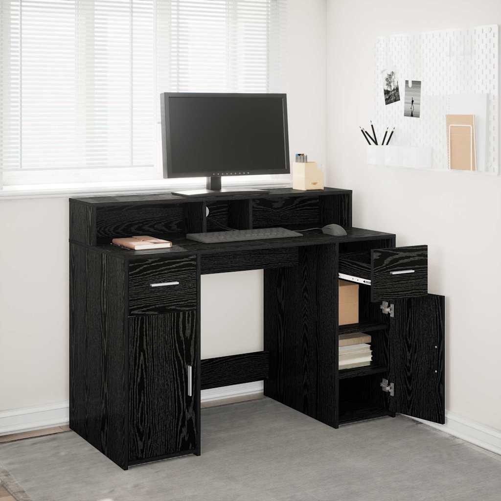 vidaXL Biurko Czarny dąb 120 x 55 x 91 cm Materiał drewnopochodny
