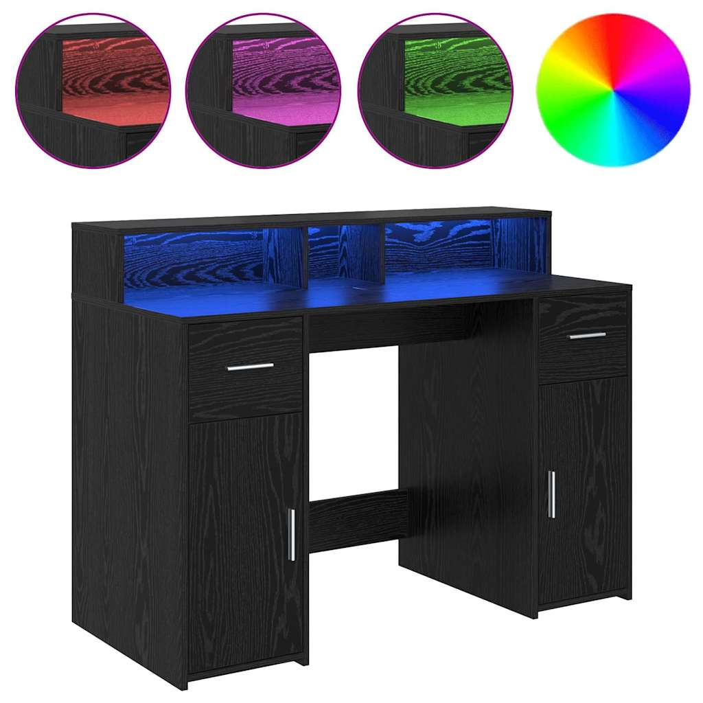 vidaXL Biurko Czarny dąb 120 x 55 x 91 cm Materiał drewnopochodny