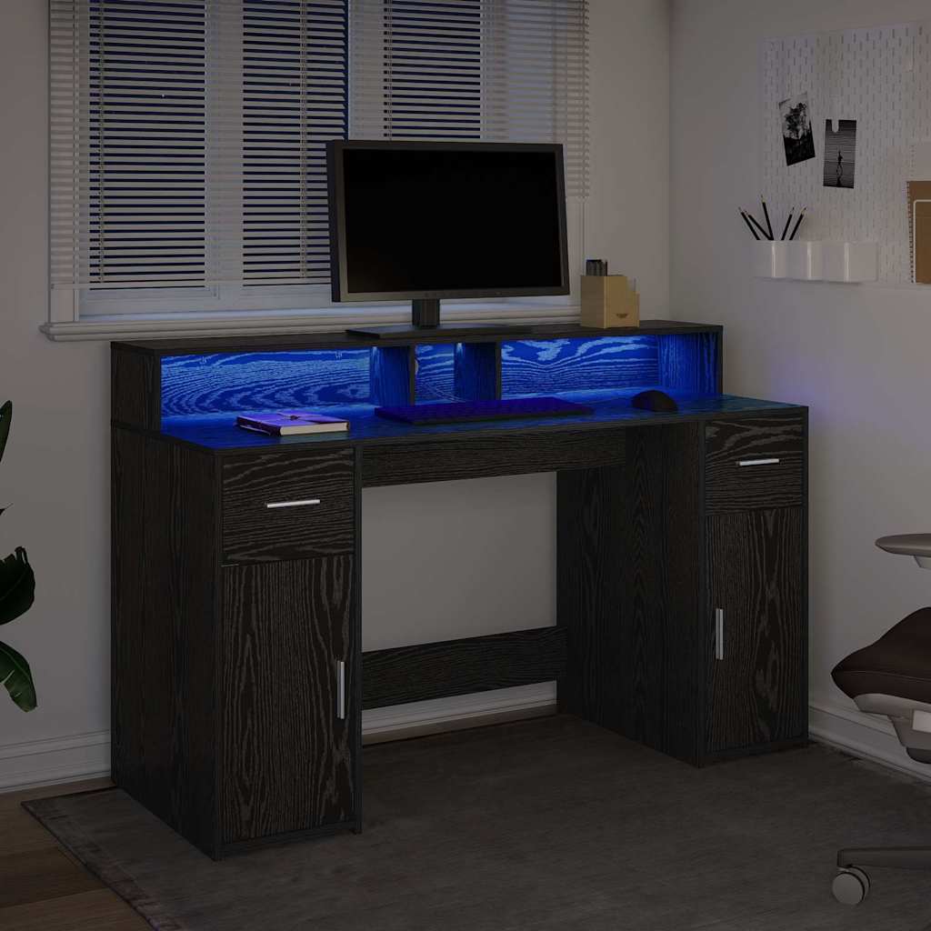 vidaXL Biurko Czarny dąb 140 x 55 x 91 cm Materiał drewnopochodny