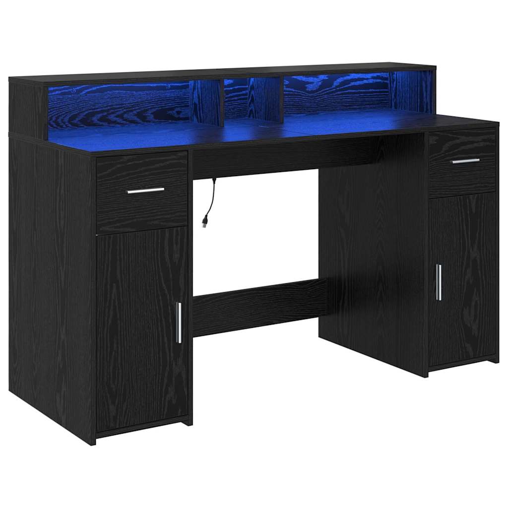 vidaXL Biurko Czarny dąb 140 x 55 x 91 cm Materiał drewnopochodny