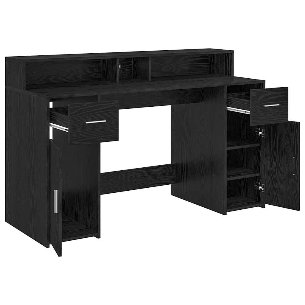 vidaXL Biurko Czarny dąb 140 x 55 x 91 cm Materiał drewnopochodny