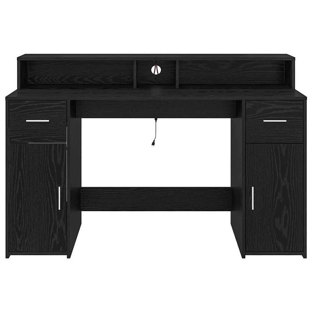 vidaXL Biurko Czarny dąb 140 x 55 x 91 cm Materiał drewnopochodny