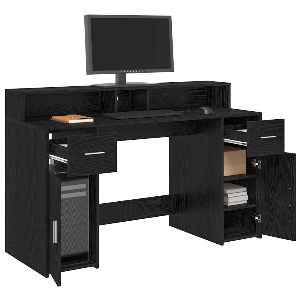 vidaXL Biurko Czarny dąb 140 x 55 x 91 cm Materiał drewnopochodny