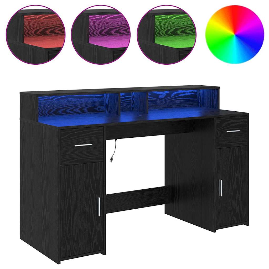 vidaXL Biurko Czarny dąb 140 x 55 x 91 cm Materiał drewnopochodny