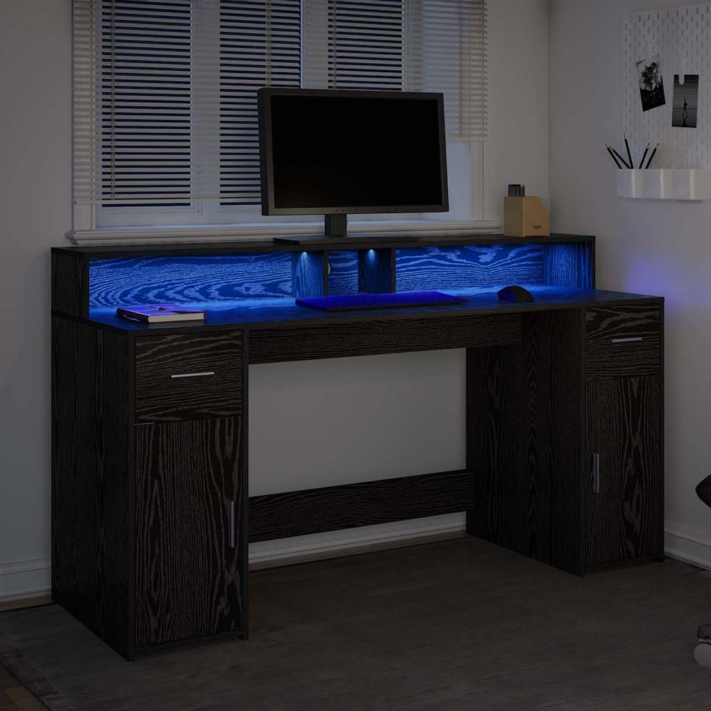 vidaXL Biurko Czarny dąb 160 x 55 x 91 cm Materiał drewnopochodny