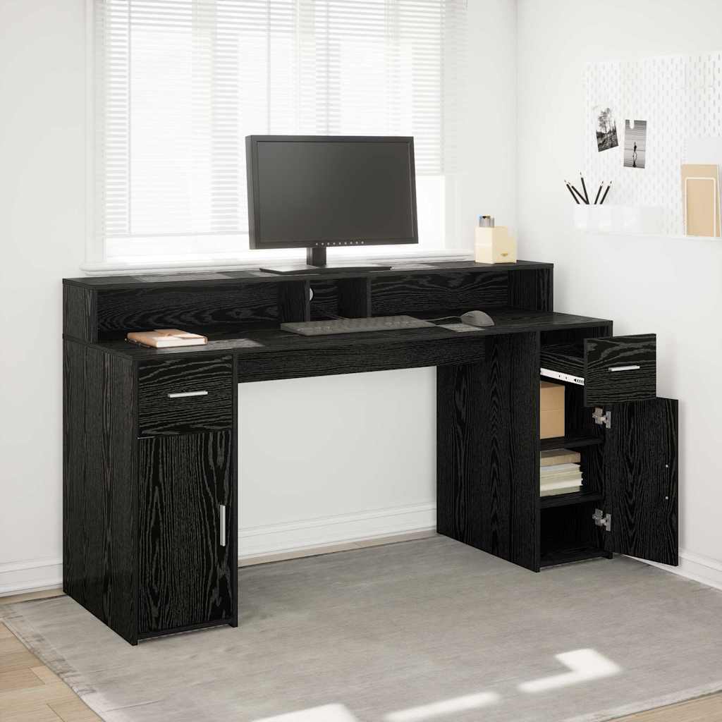 vidaXL Biurko Czarny dąb 160 x 55 x 91 cm Materiał drewnopochodny