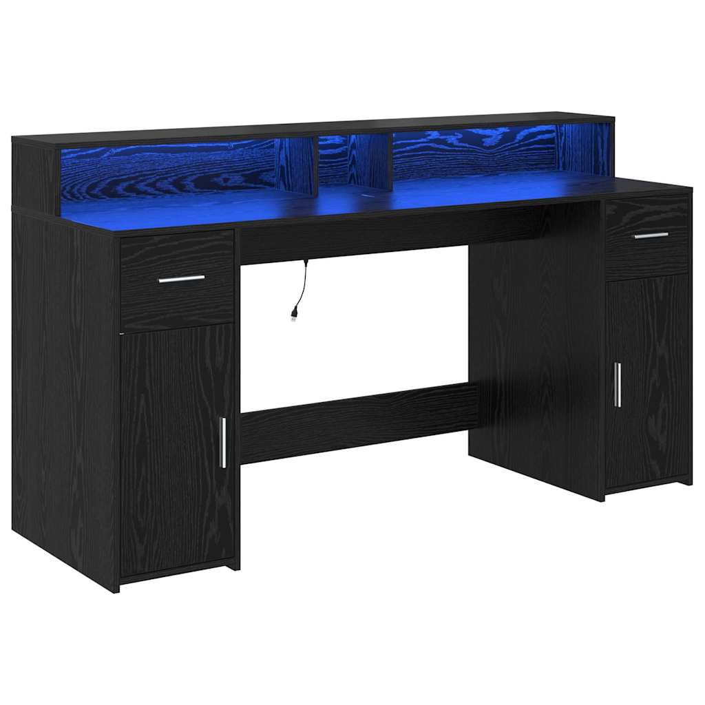 vidaXL Biurko Czarny dąb 160 x 55 x 91 cm Materiał drewnopochodny