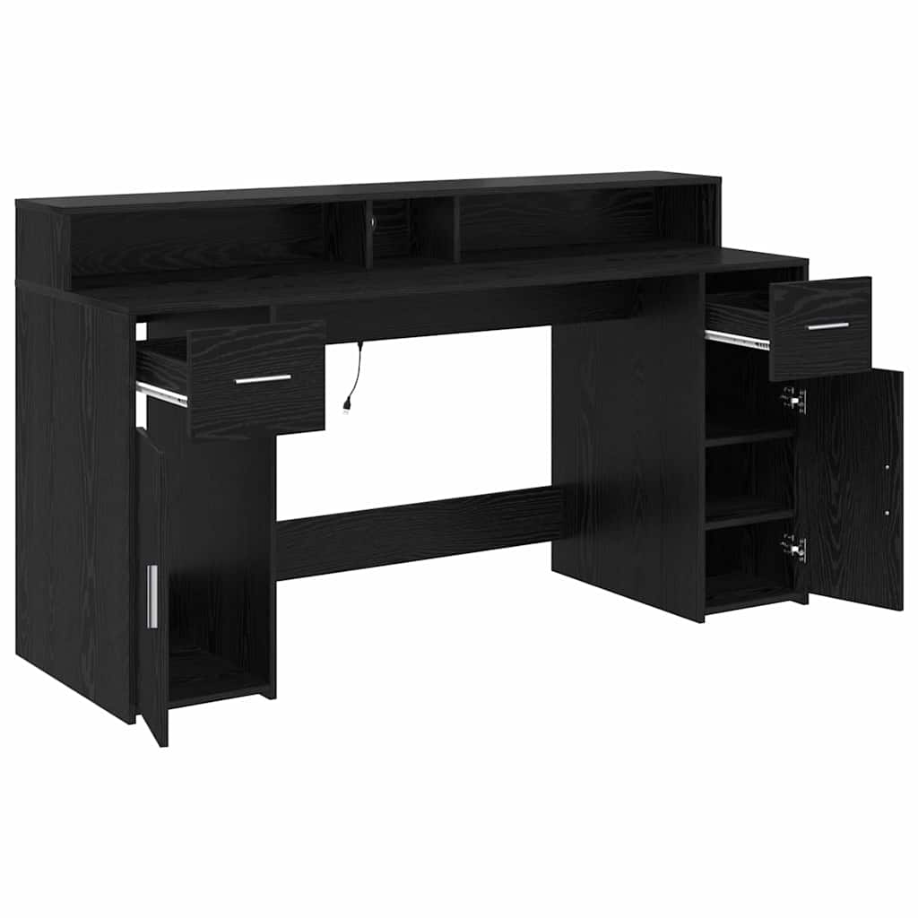 vidaXL Biurko Czarny dąb 160 x 55 x 91 cm Materiał drewnopochodny