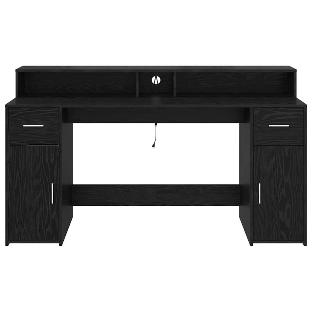 vidaXL Biurko Czarny dąb 160 x 55 x 91 cm Materiał drewnopochodny