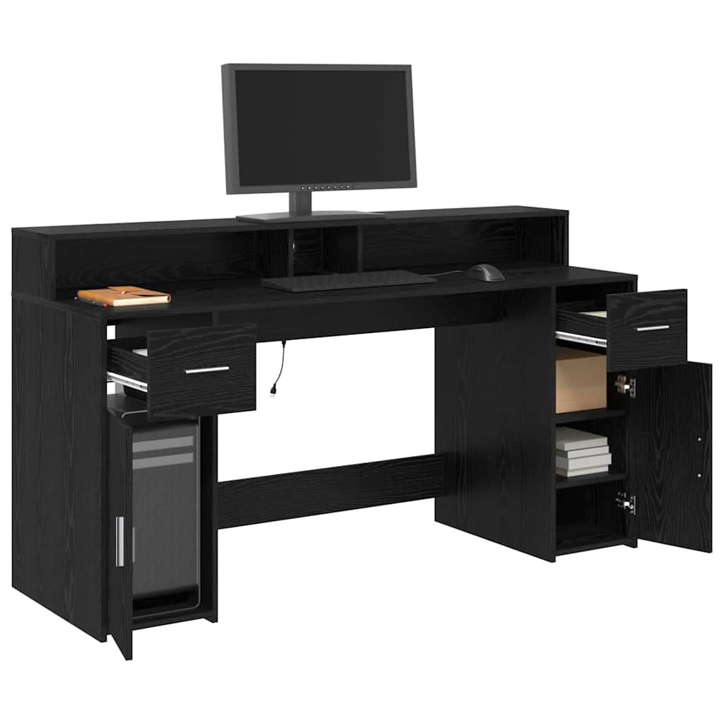 vidaXL Biurko Czarny dąb 160 x 55 x 91 cm Materiał drewnopochodny