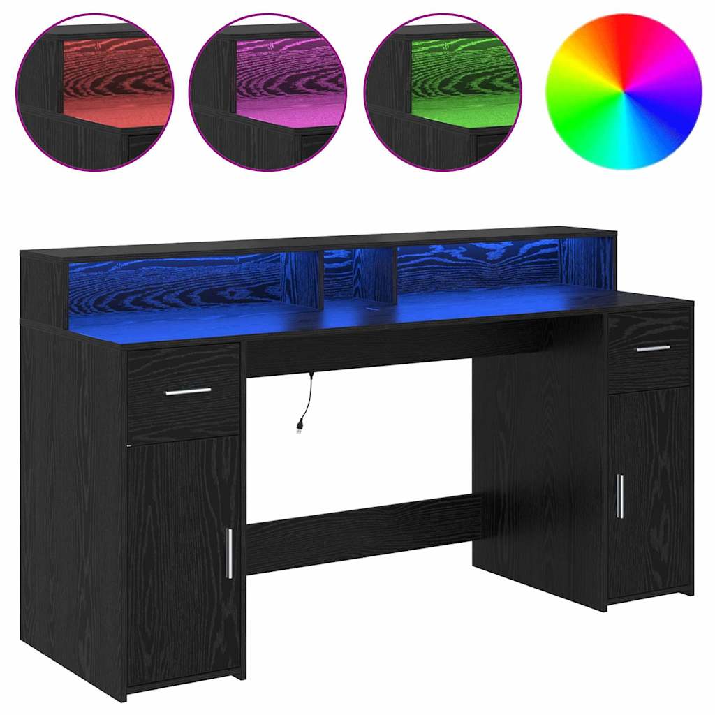 vidaXL Biurko Czarny dąb 160 x 55 x 91 cm Materiał drewnopochodny