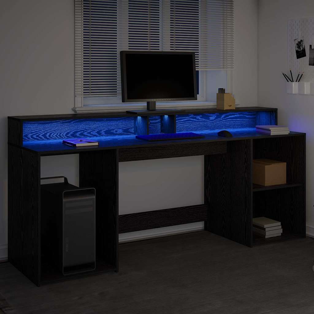 vidaXL Biurko Czarny dąb 200 x 55 x 91 cm Materiał drewnopochodny
