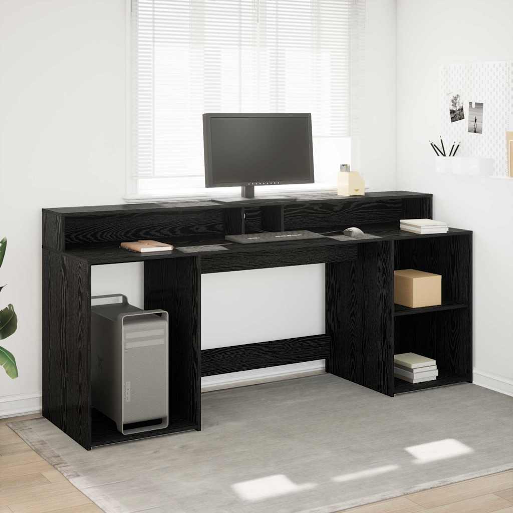 vidaXL Biurko Czarny dąb 200 x 55 x 91 cm Materiał drewnopochodny