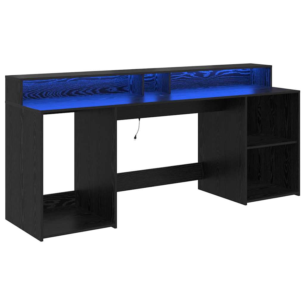 vidaXL Biurko Czarny dąb 200 x 55 x 91 cm Materiał drewnopochodny