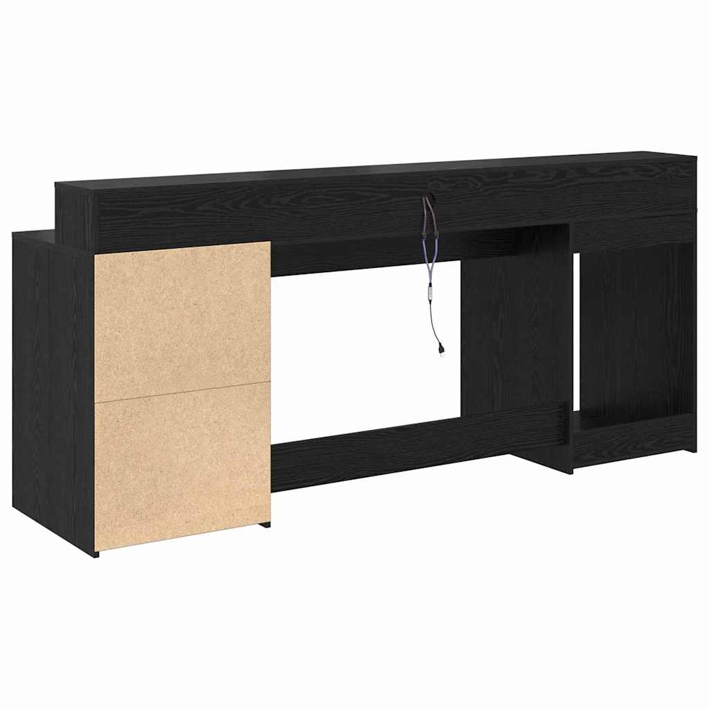 vidaXL Biurko Czarny dąb 200 x 55 x 91 cm Materiał drewnopochodny