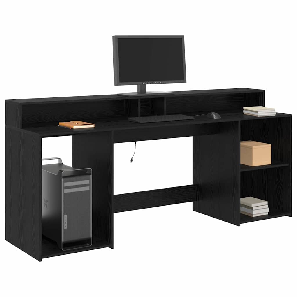 vidaXL Biurko Czarny dąb 200 x 55 x 91 cm Materiał drewnopochodny