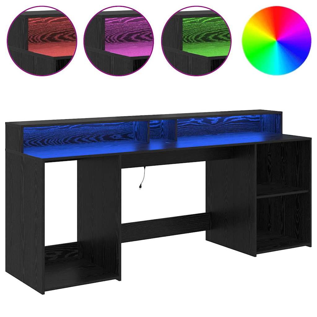 vidaXL Biurko Czarny dąb 200 x 55 x 91 cm Materiał drewnopochodny