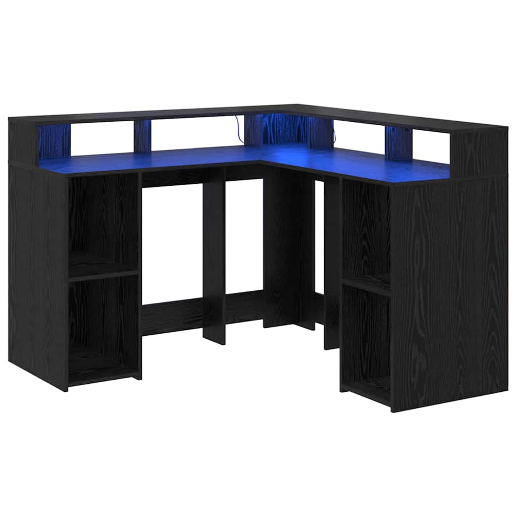 vidaXL Biurko Czarny Dąb 130 x 130 x 91 cm Materiał drewnopochodny