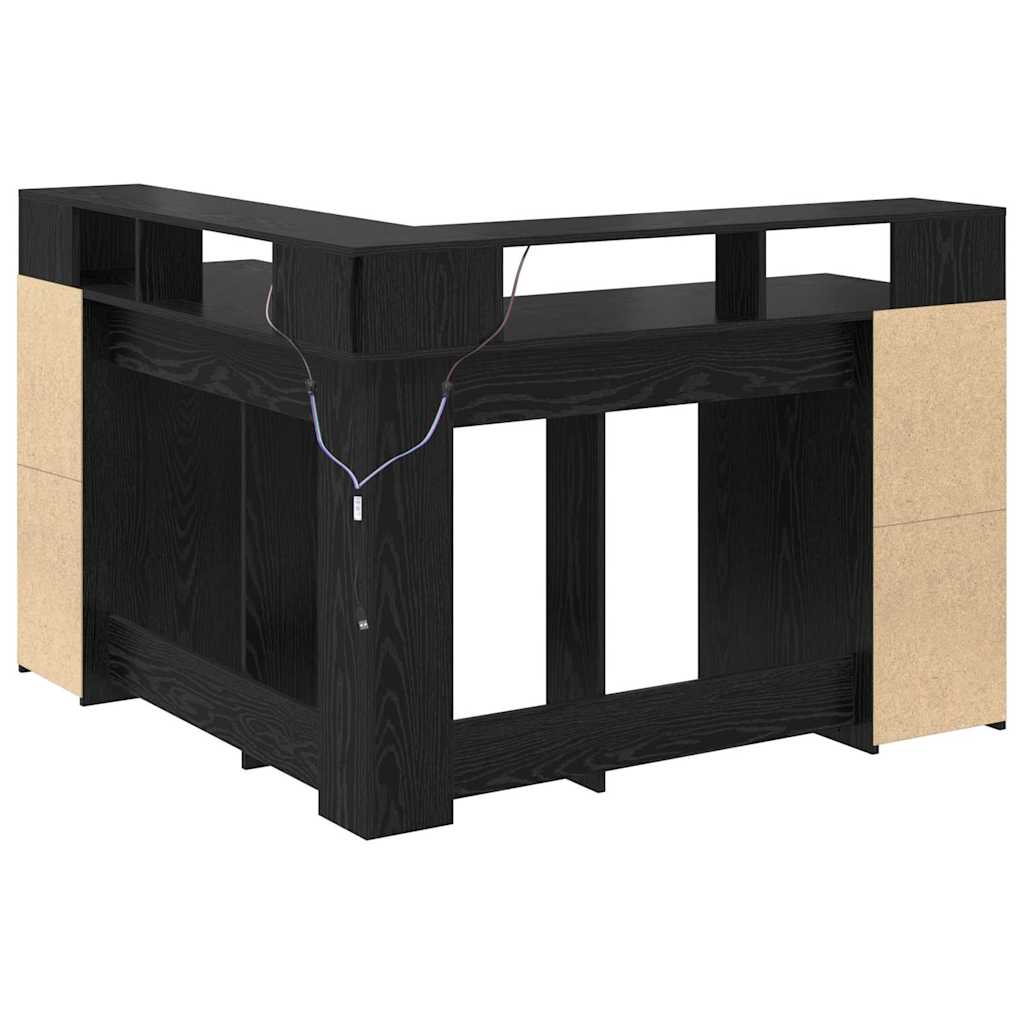 vidaXL Biurko Czarny Dąb 130 x 130 x 91 cm Materiał drewnopochodny