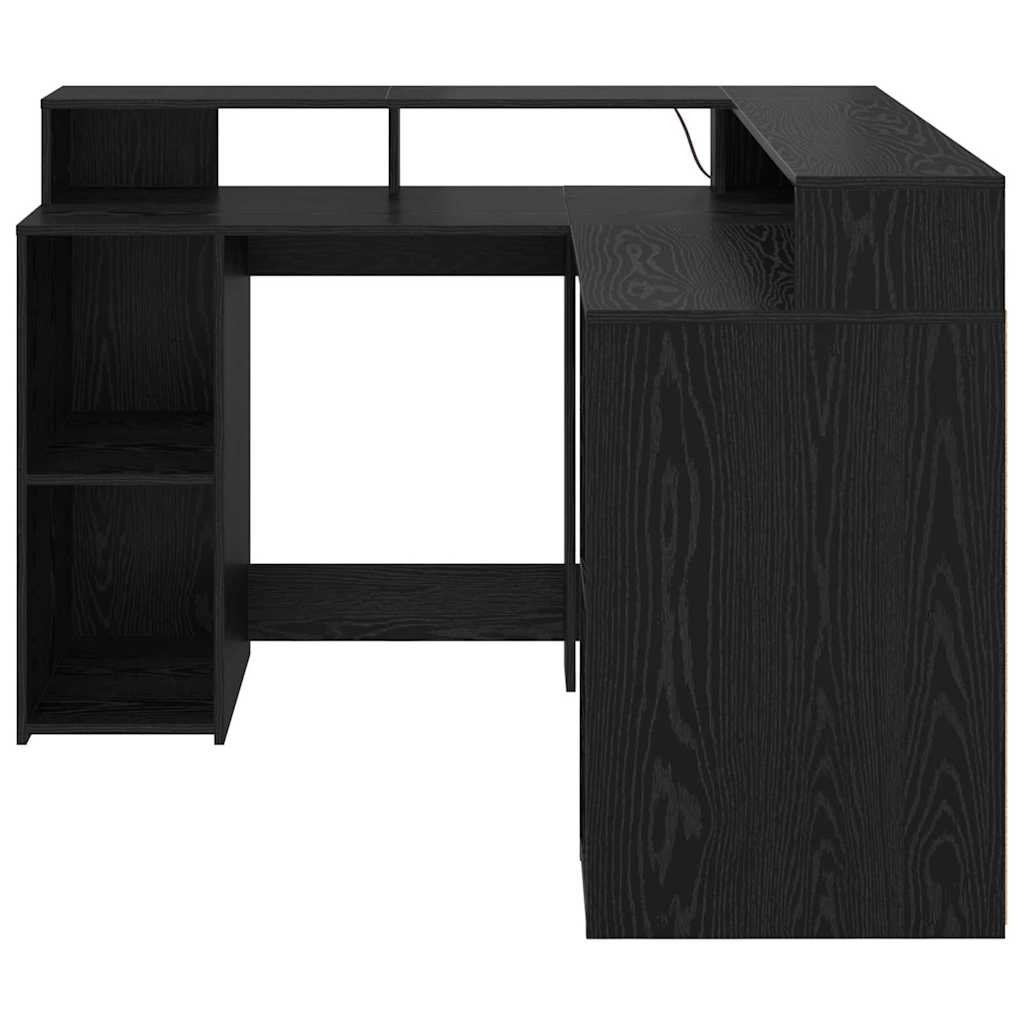vidaXL Biurko Czarny Dąb 130 x 130 x 91 cm Materiał drewnopochodny