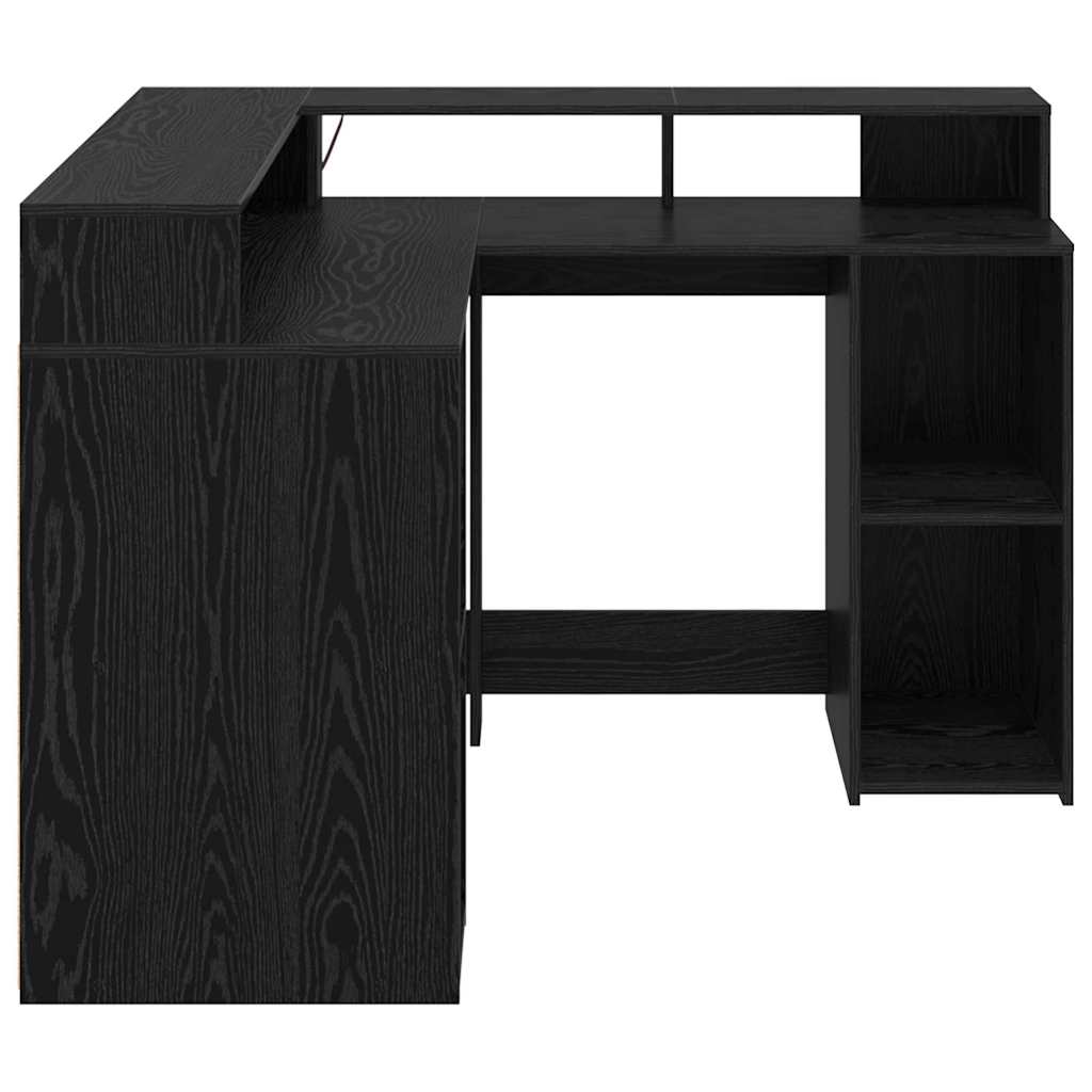 vidaXL Biurko Czarny Dąb 130 x 130 x 91 cm Materiał drewnopochodny