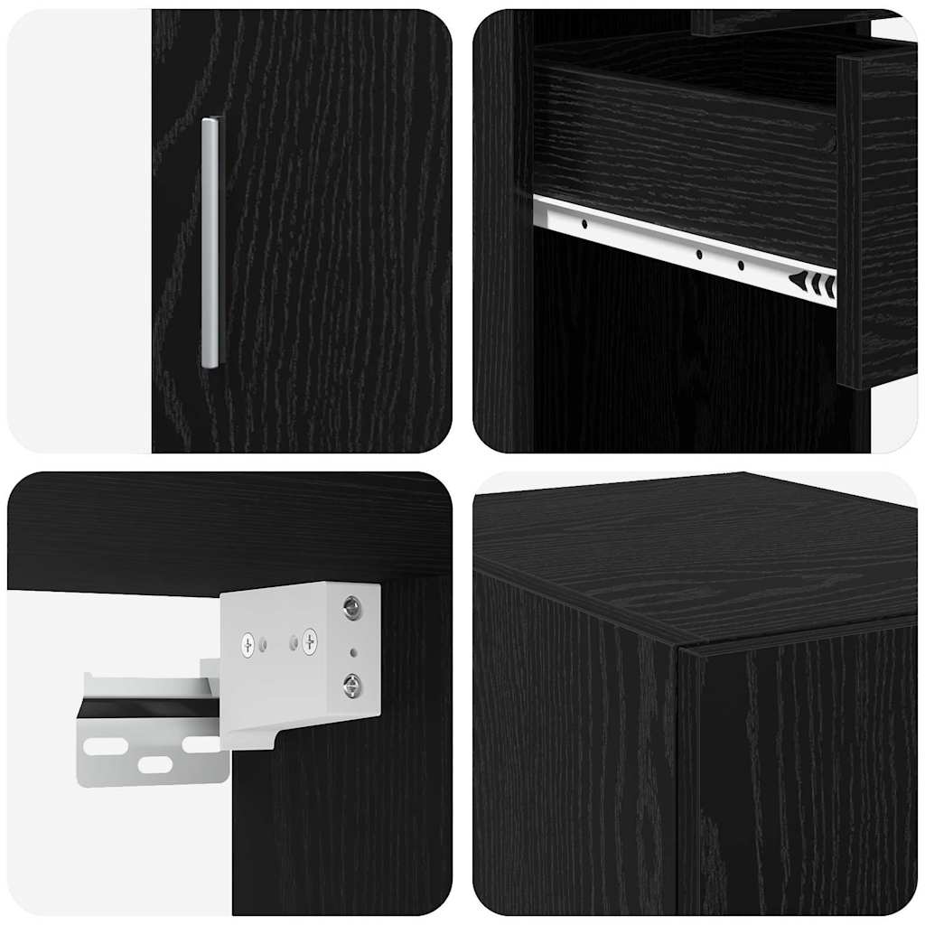 vidaXL Szafka do przechowywania 2 pcs Czarny Dąb 30 x 42,5 x 225 cm