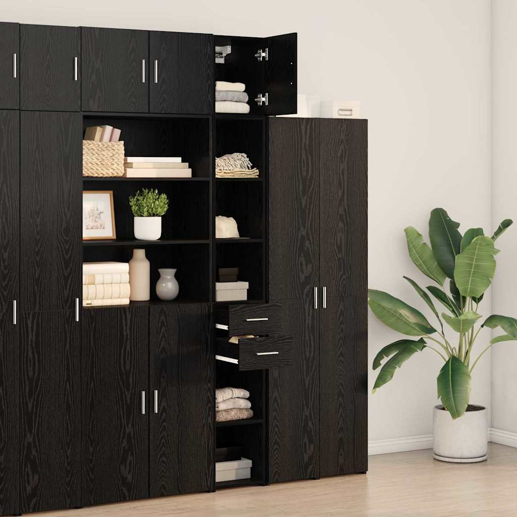 vidaXL Szafka do przechowywania 2 pcs Czarny Dąb 30 x 42,5 x 225 cm