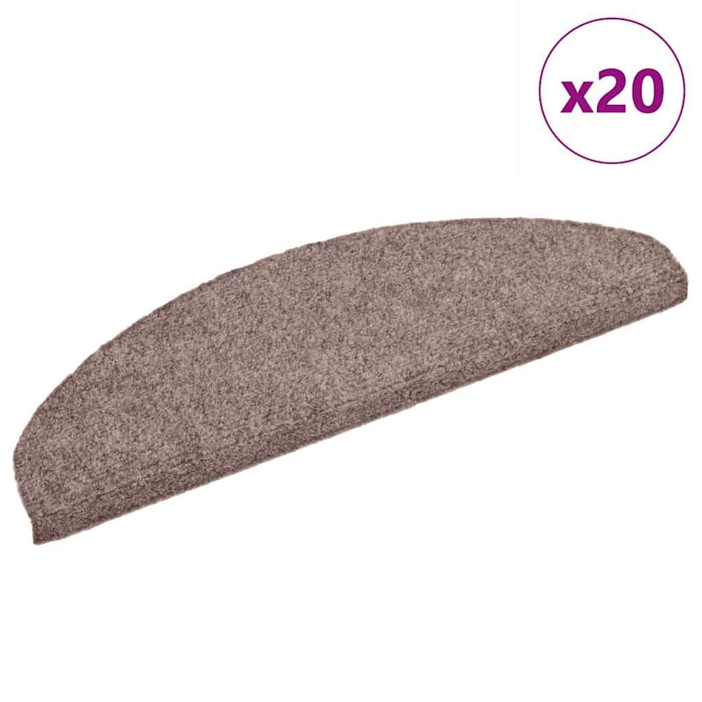 vidaXL Maty na schody samoprzylepne 20 szt. 65x21x4 cm jasnobrązowe półokrągłe duże
