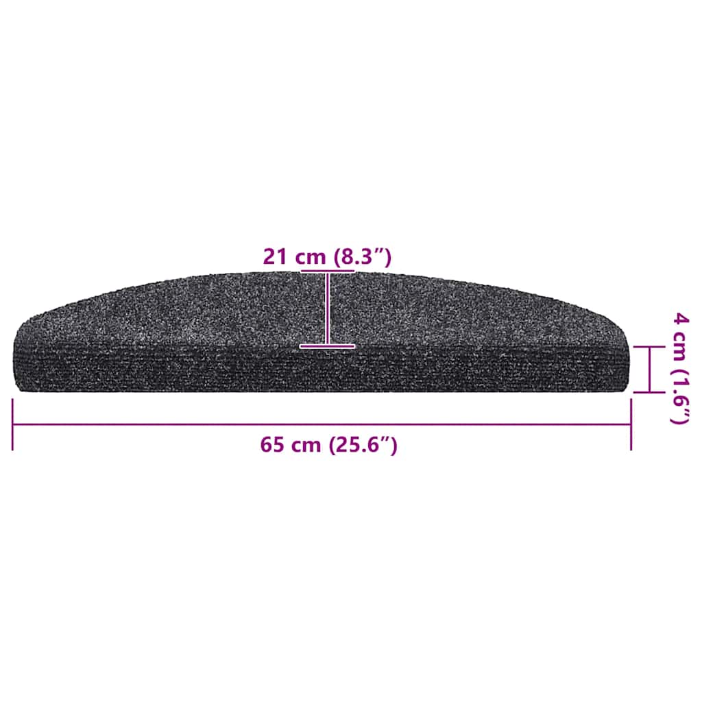 vidaXL Maty na schody samoprzylepne 20 szt. 65x21x4 cm Ciemnoszary Półokrągły Duży