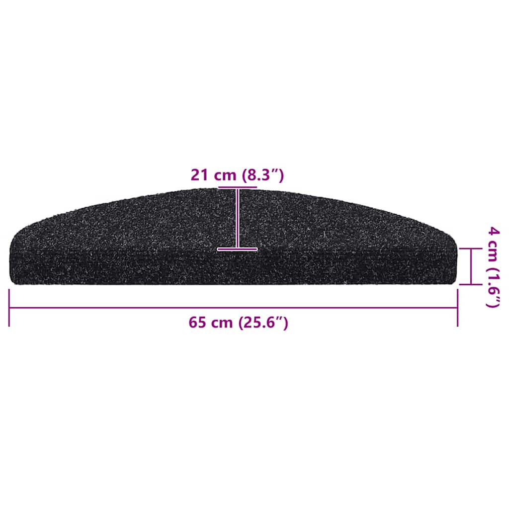 vidaXL Maty na schody samoprzylepne 20 szt. 65x21x4 cm czarne półokrągłe duże