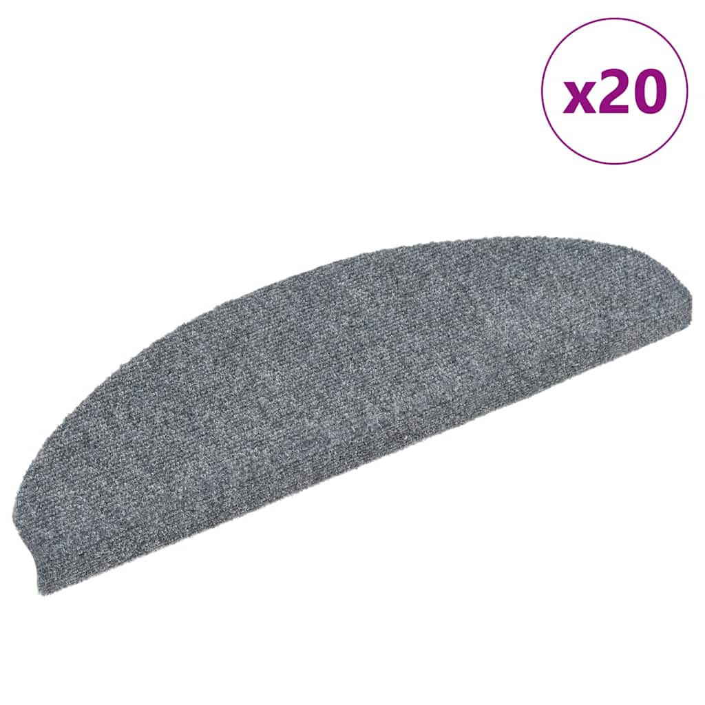 vidaXL Maty na schody samoprzylepne 20 szt. 65x21x4 cm Jasnoszary półokrągły duży