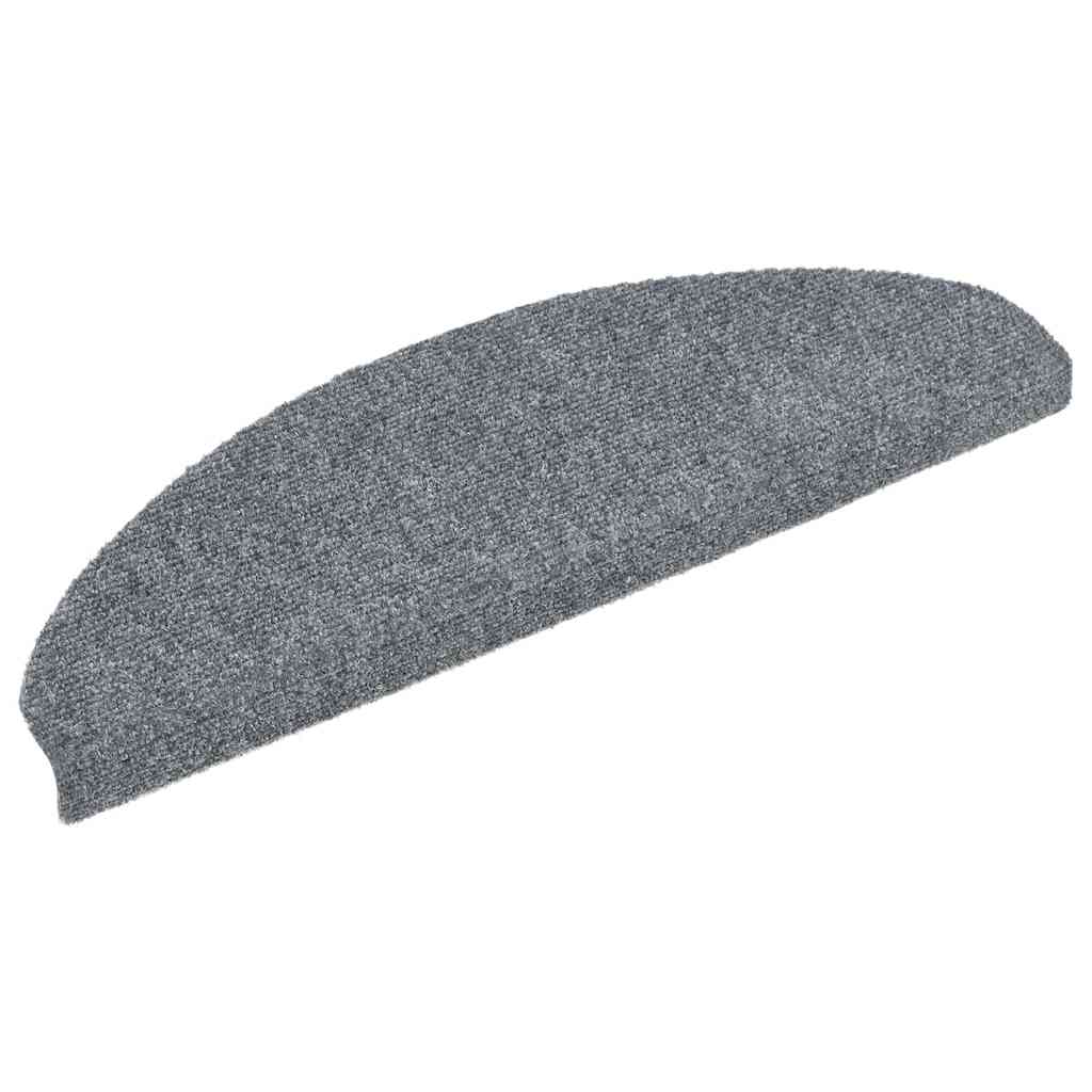 vidaXL Maty na schody samoprzylepne 20 szt. 65x21x4 cm Jasnoszary półokrągły duży
