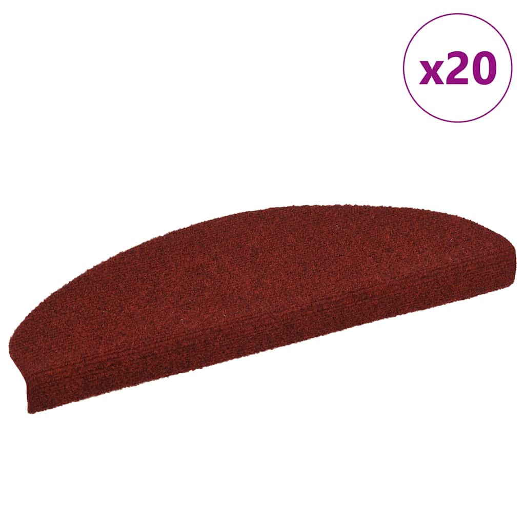 vidaXL Maty na schody samoprzylepne 20 szt. 65x21x4 cm Bordowe Czerwone Półokrągłe Duże
