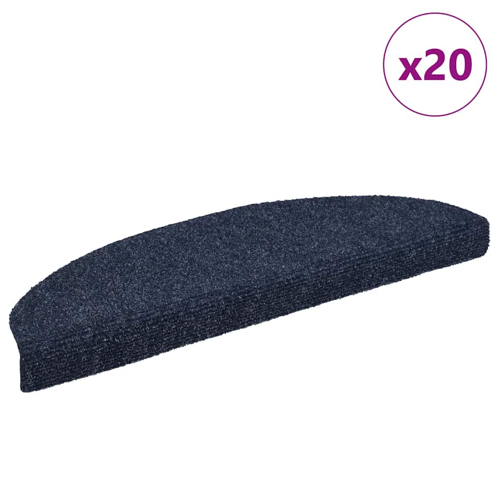 vidaXL Maty na schody samoprzylepne 20 szt. 65x21x4 cm niebieskie półokrągłe duże