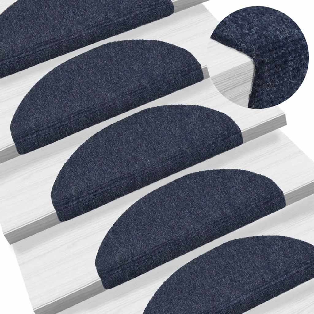 vidaXL Maty na schody samoprzylepne 20 szt. 65x21x4 cm niebieskie półokrągłe duże