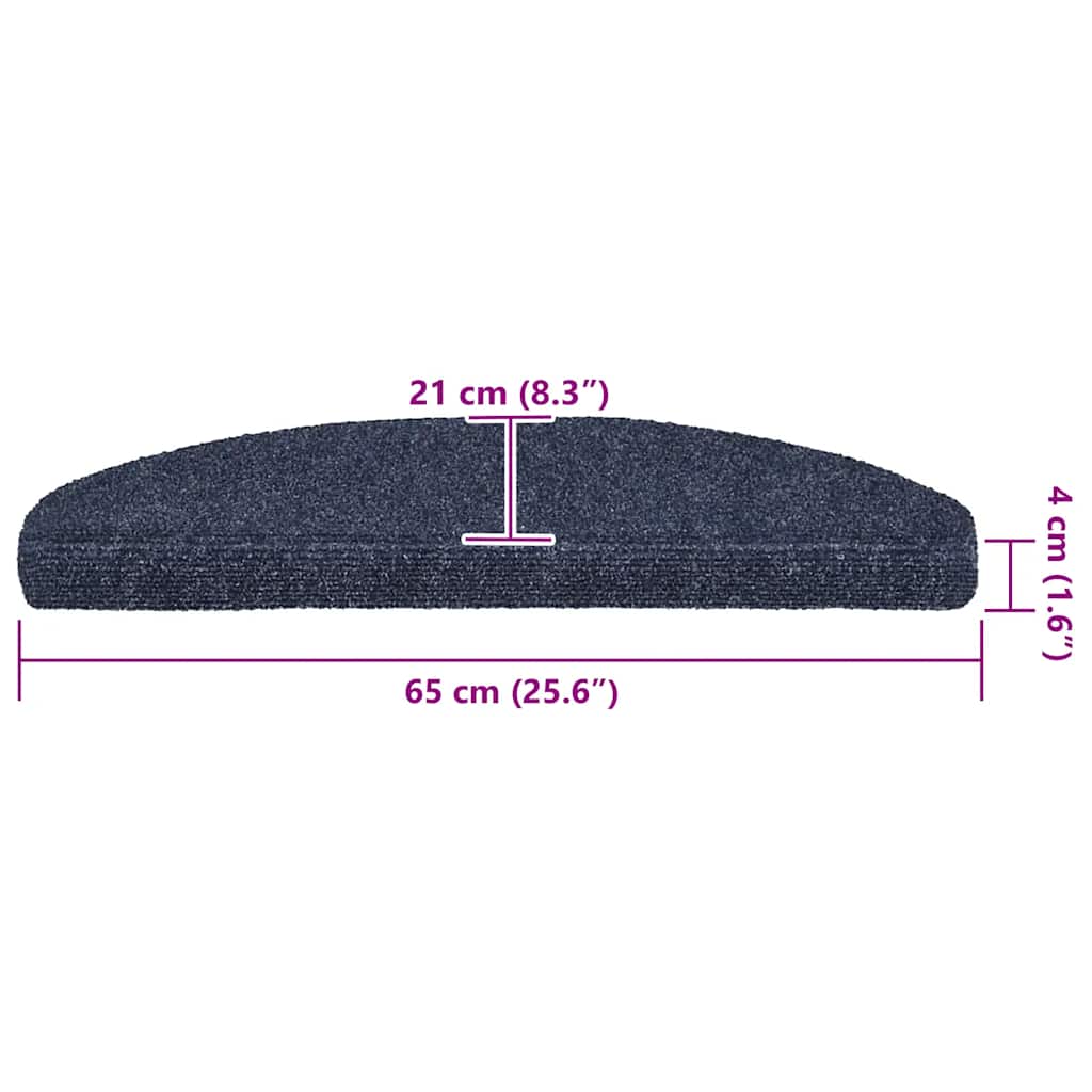 vidaXL Maty na schody samoprzylepne 20 szt. 65x21x4 cm niebieskie półokrągłe duże