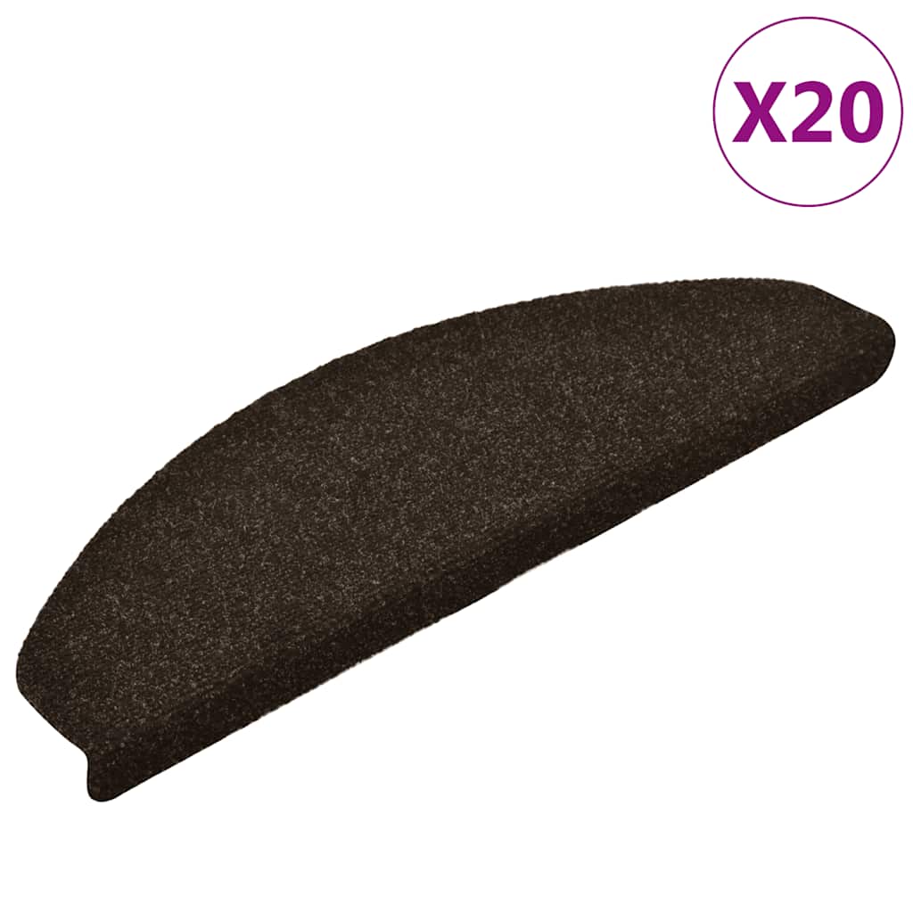vidaXL Maty na schody samoprzylepne 20 szt. 65x21x4 cm Ciemnobrązowe półokrągłe duże