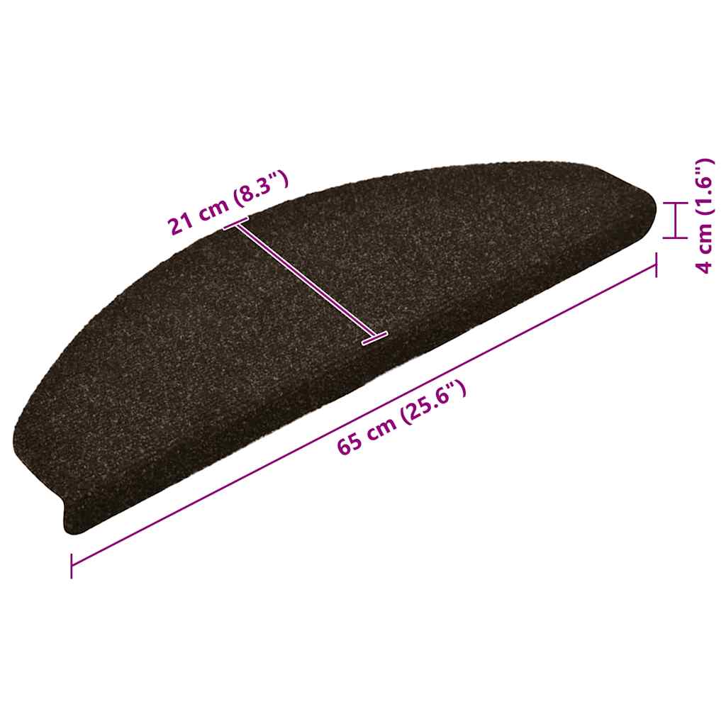 vidaXL Maty na schody samoprzylepne 20 szt. 65x21x4 cm Ciemnobrązowe półokrągłe duże